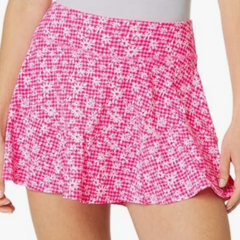 LILLY PULITZER NWT aura pink check you out CORRINE skort luxletic UPF 50 sz smal